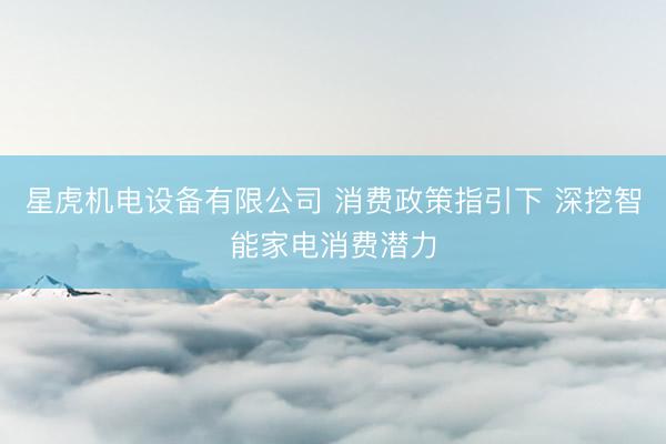 星虎机电设备有限公司 消费政策指引下 深挖智能家电消费潜力