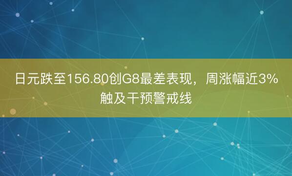 日元跌至156.80创G8最差表现，周涨幅近3%触及干预警戒线