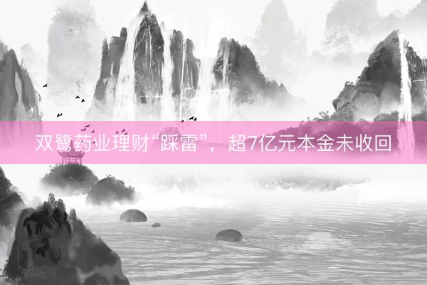 双鹭药业理财“踩雷”，超7亿元本金未收回