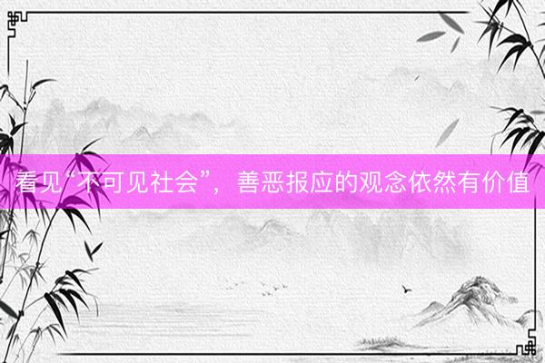 看见“不可见社会”，善恶报应的观念依然有价值