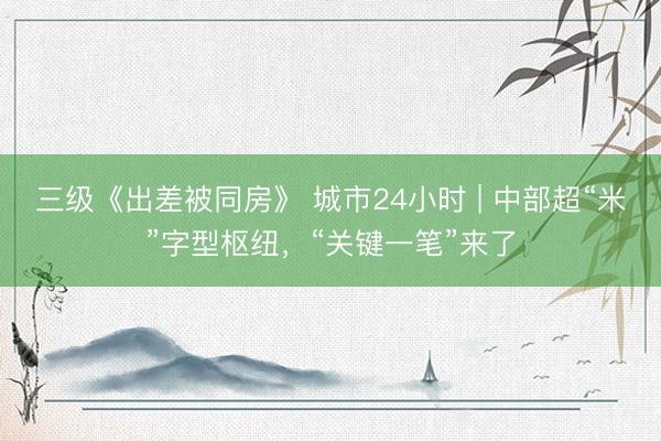 三级《出差被同房》 城市24小时 | 中部超“米”字型枢纽，“关键一笔”来了