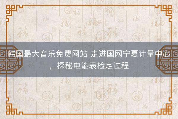 韩国最大音乐免费网站 走进国网宁夏计量中心，探秘电能表检定过程