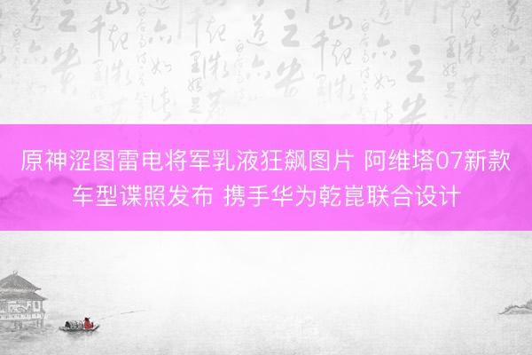 原神涩图雷电将军乳液狂飙图片 阿维塔07新款车型谍照发布 携手华为乾崑联合设计