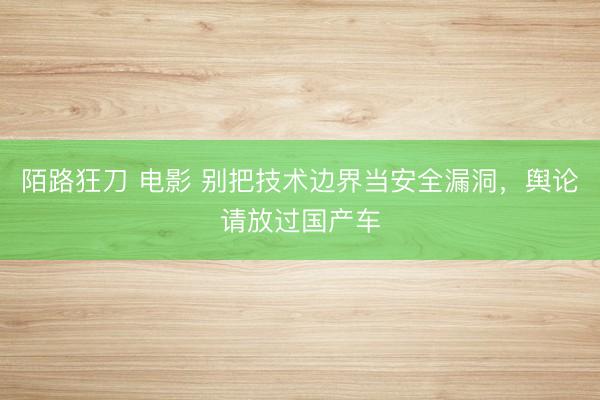 陌路狂刀 电影 别把技术边界当安全漏洞，舆论请放过国产车