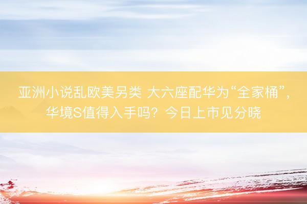 亚洲小说乱欧美另类 大六座配华为“全家桶”，华境S值得入手吗？今日上市见分晓