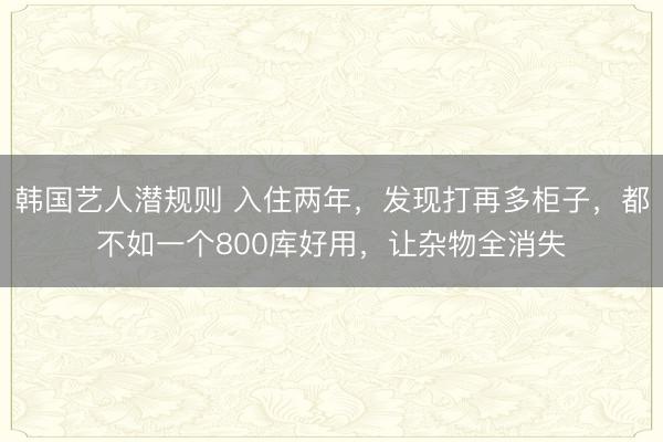 韩国艺人潜规则 入住两年，发现打再多柜子，都不如一个800库好用，让杂物全消失