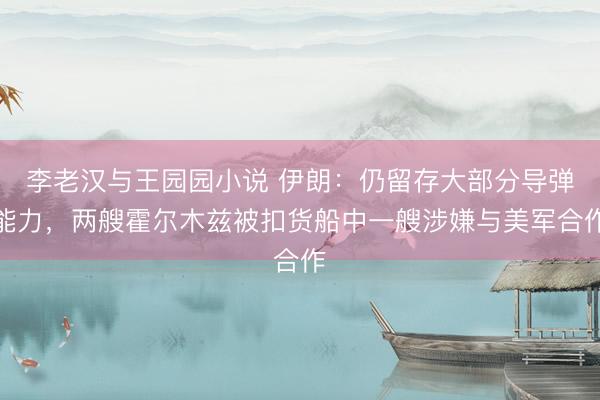 李老汉与王园园小说 伊朗：仍留存大部分导弹能力，两艘霍尔木兹被扣货船中一艘涉嫌与美军合作