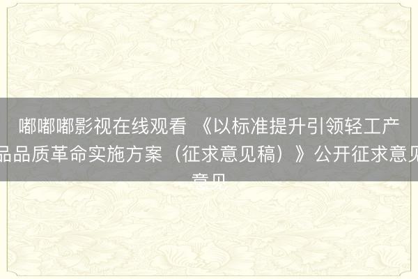 嘟嘟嘟影视在线观看 《以标准提升引领轻工产品品质革命实施方案（征求意见稿）》公开征求意见