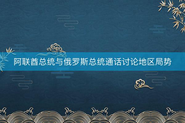阿联酋总统与俄罗斯总统通话讨论地区局势