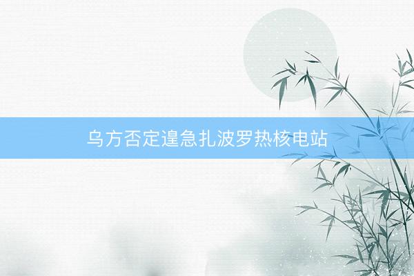 乌方否定遑急扎波罗热核电站