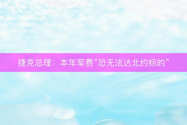 捷克总理：本年军费“恐无法达北约标的”