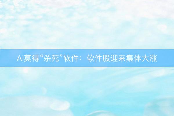 AI莫得“杀死”软件：软件股迎来集体大涨