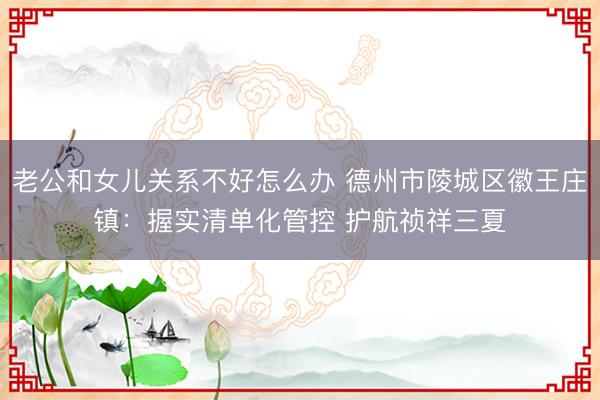老公和女儿关系不好怎么办 德州市陵城区徽王庄镇：握实清单化管控 护航祯祥三夏