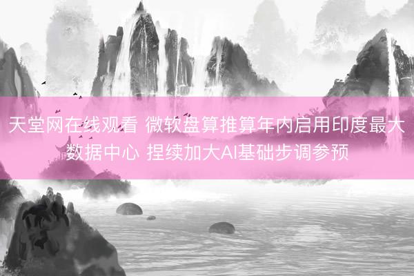 天堂网在线观看 微软盘算推算年内启用印度最大数据中心 捏续加大AI基础步调参预