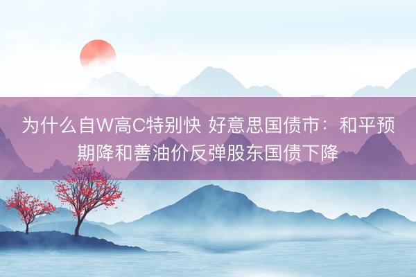 为什么自W高C特别快 好意思国债市：和平预期降和善油价反弹股东国债下降