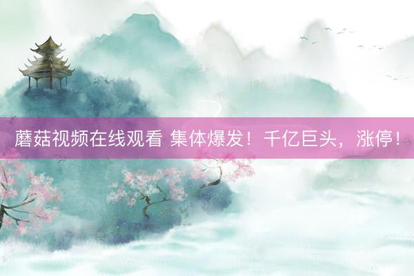 蘑菇视频在线观看 集体爆发！千亿巨头，涨停！