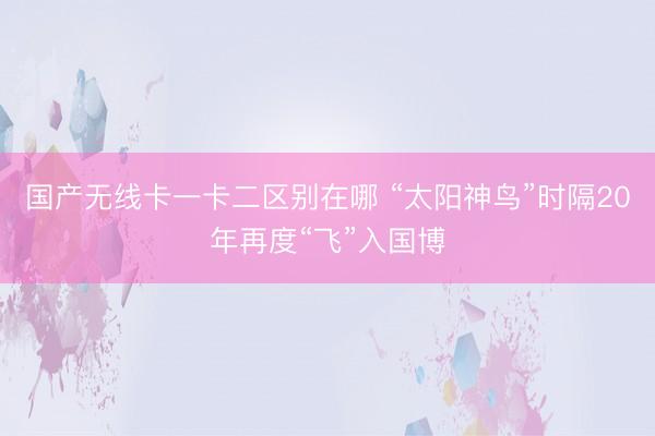 国产无线卡一卡二区别在哪 “太阳神鸟”时隔20年再度“飞”入国博