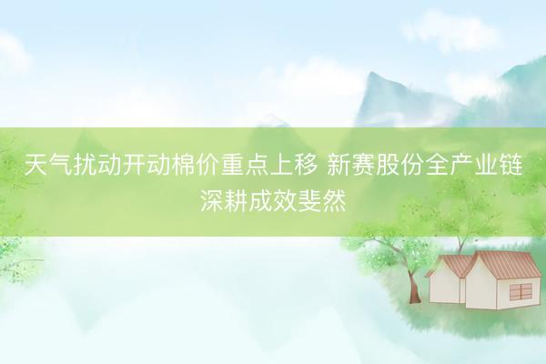 天气扰动开动棉价重点上移 新赛股份全产业链深耕成效斐然